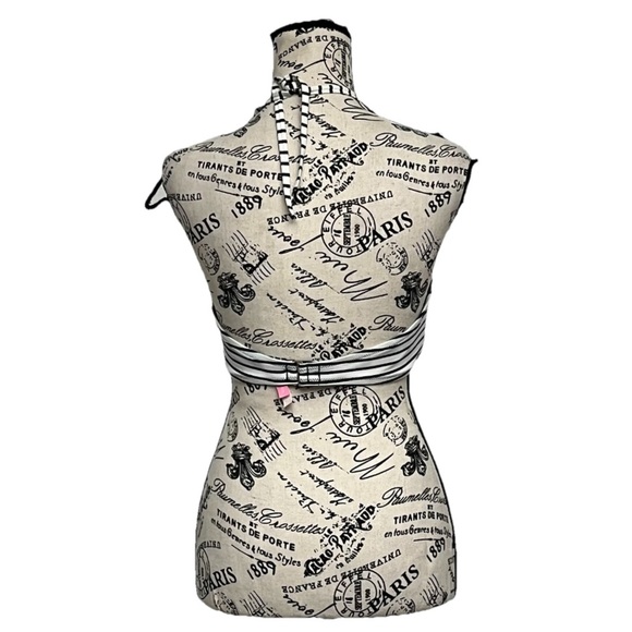 Victoria Secret Black & White Striped Ruched Halter Crop Top XL - Picture 3 of 8